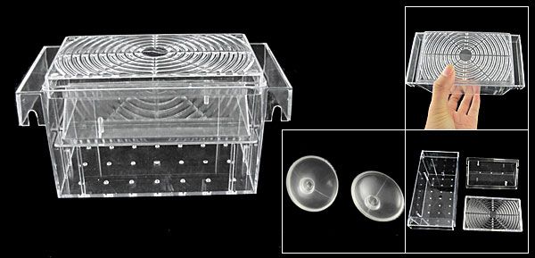 Aquarium Clear Plastic Fish Spawn Hatchery Breeder Case  