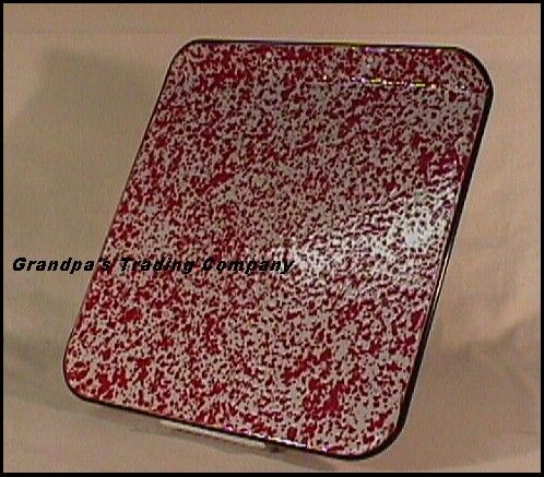 RED & WHITE Enamelware Baking Cookie Sheet Pan NEW Swirl Hole for 