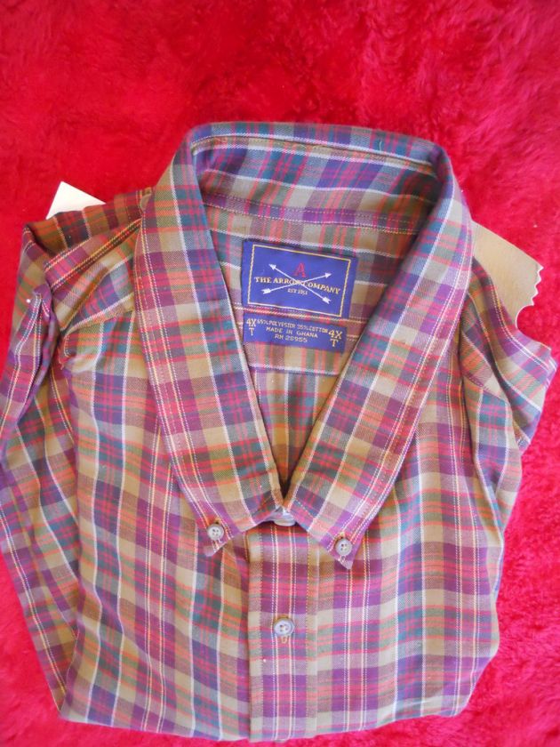 NeW 60S aRRoW PLaiD RoCKaBiLLY SHiRT BiG MeNS 4XLT TaLL  