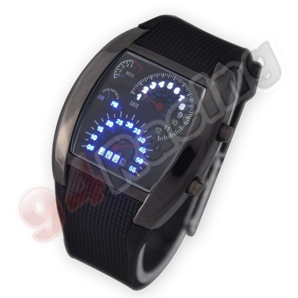 Nice Gift Blue Binary LED Light Aviation Speedometer Dot Matrix Mens 