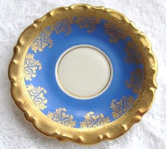 Lindner Demitasse Cup & Saucer, Bavaria, Blue & Gold  