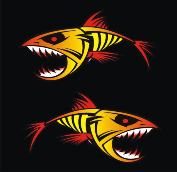 Yellow Piranha boat graphics stickers fishing decals  