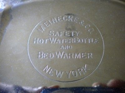 1915 MEINECKE & CO CHROME HOT WATER BOTTLE / BED WARMER  