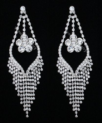 Bridal Wedding Pageant Crystal Chandelier Earrings  