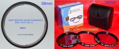 FILTER KIT 58mm+LENS ADAPTER for CANON SX30IS SX30 IS  