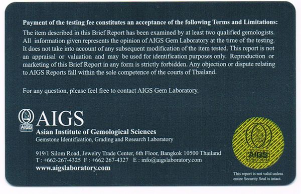 AIGS   Asian Institute of Gemological Sciences  