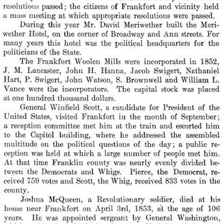 FRANKLIN County, Kentucky History KY   1912   307 pages  