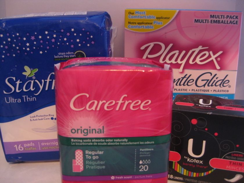 Kotex, Playtex, Carefree, Stayfree Liners Pads Tampons  