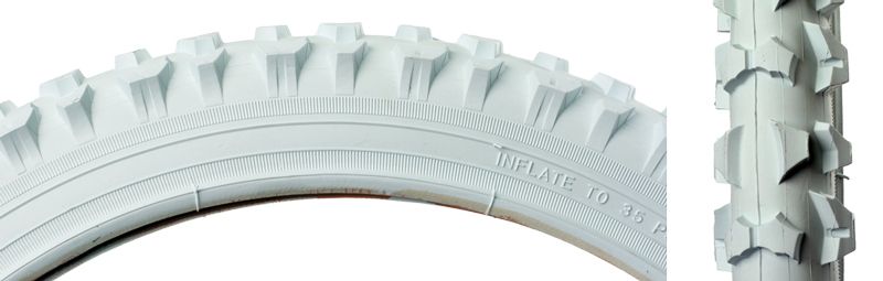 White Bicycle BMX/DIRT Tire 18x1.95 Kids Knobby Treads  