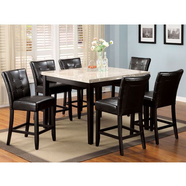 Marion 7 Piece Marble Top Counter Height Table Set  