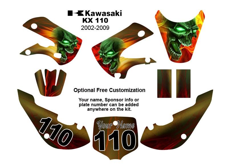 Kawasaki KLX 110 2002 09 MX Bike Decal Kit Color Demon  