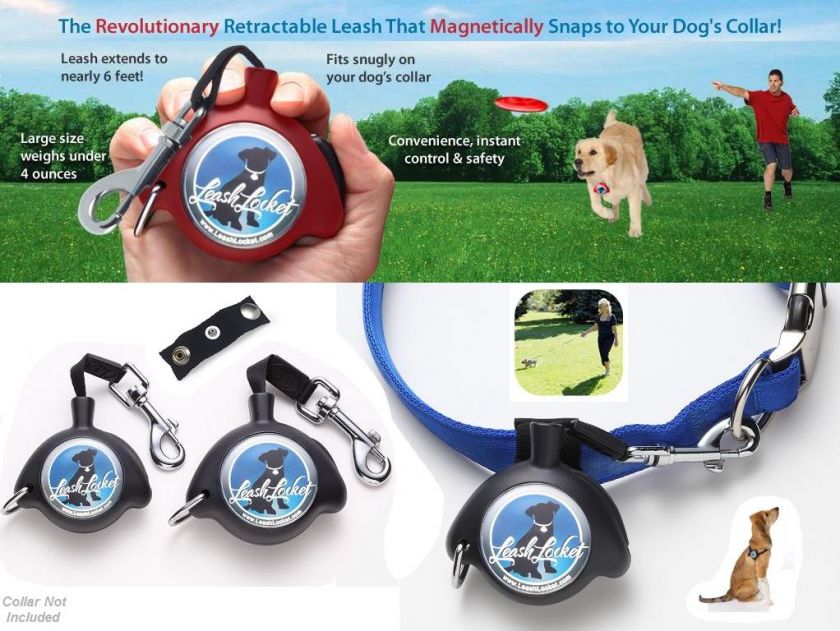 LEASH LOCKET Retractable Lead Clips on Dog Collar while Hiking Park 