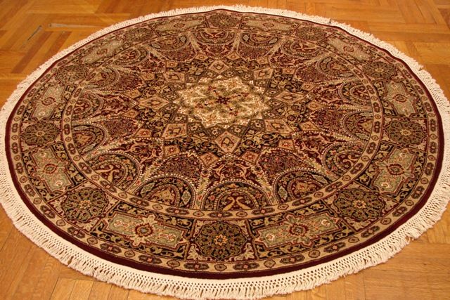 DETAILED SILK&WOOL 6 ROUND SINO ESFAHAN DOME DZ RUG  