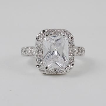 CT CUBIC ZIRCONIA EMERALD CUT ENGAGEMENT RING  