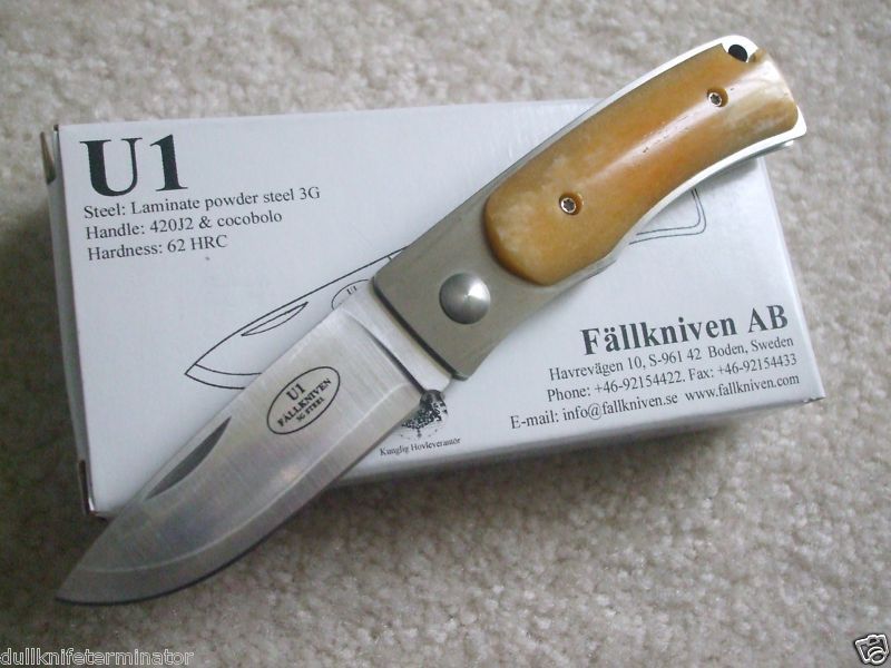 Fallkniven U1 Slipjoint Yellow Folder Knife 3G Steel  