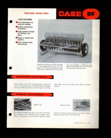 Case DF Fertilizer Grain Drill Specs Brochure 1958  