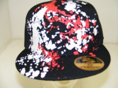 BLACK PAINT SPLATTER FLAT BILL BRIM FITTED SIZE CHOICE  