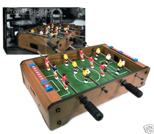 Mini SOCCER FOOSBALL tabletop game wood grain finish  