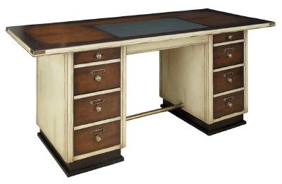 Nautical Furniture Wooden Captains Office Desk Ivory  