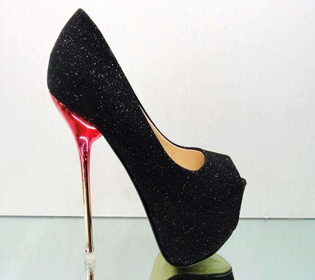 Glitter Super High Heel Platform Open Toe Women Evening Party Shoes 