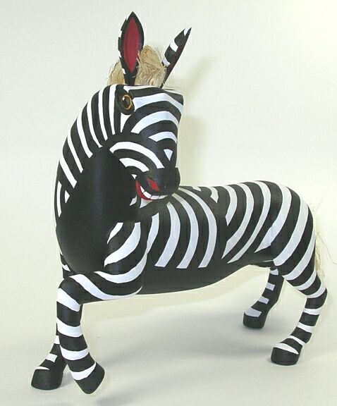 Prancing Zebra Oaxacan Wood Carving   8 Inch   28337  