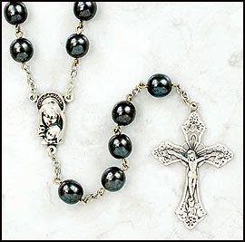 BEAUTIFUL HEMATITE ROSARY BEADS FROM ROME, ITALY  