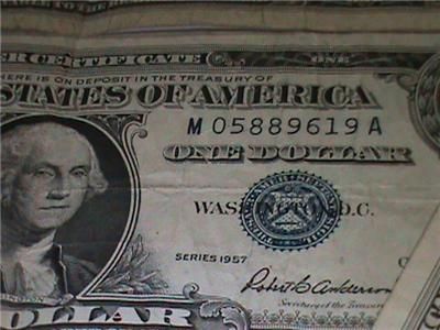 1957 A,6 1957 $1 DOLLAR BILLS (BLUE SEAL) SILVER CERTIFICATE  