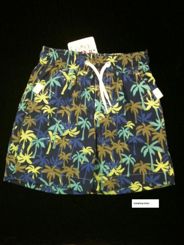 NWT Hanna Andersson Navy Palm Trees Swim Trunks 80  