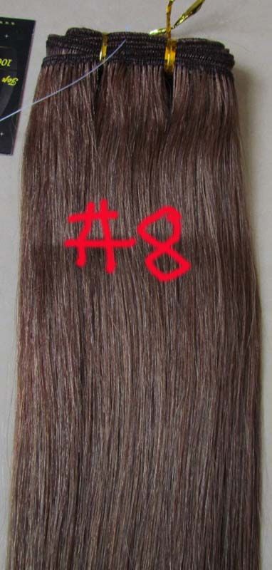 26Remy Human Hair Weave/Straight Weft/EXTENSION chestnut brown#8,100g 