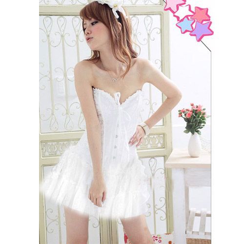 White Lace Gauze 5 Tiered Layered Half Mini Slip skirt  