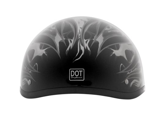 DOT HELMET DAYTONA SKULL CAP  SILVER FLAMES  