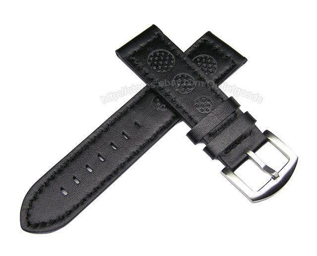 23mm Black Leather Watch Band Strap fits U Boat Luminox  