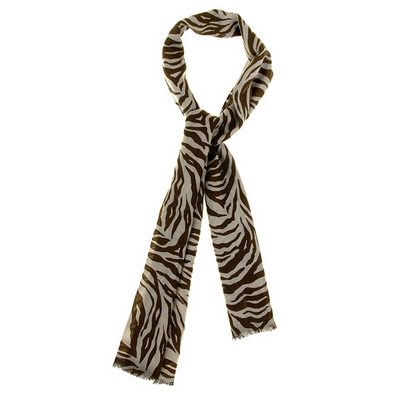 Cozy Brown Merino Wool Tiger Print Scarf by Torino  