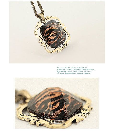   Fashion Square Leopard Pendants Long Chain Necklace Xmas Gift  