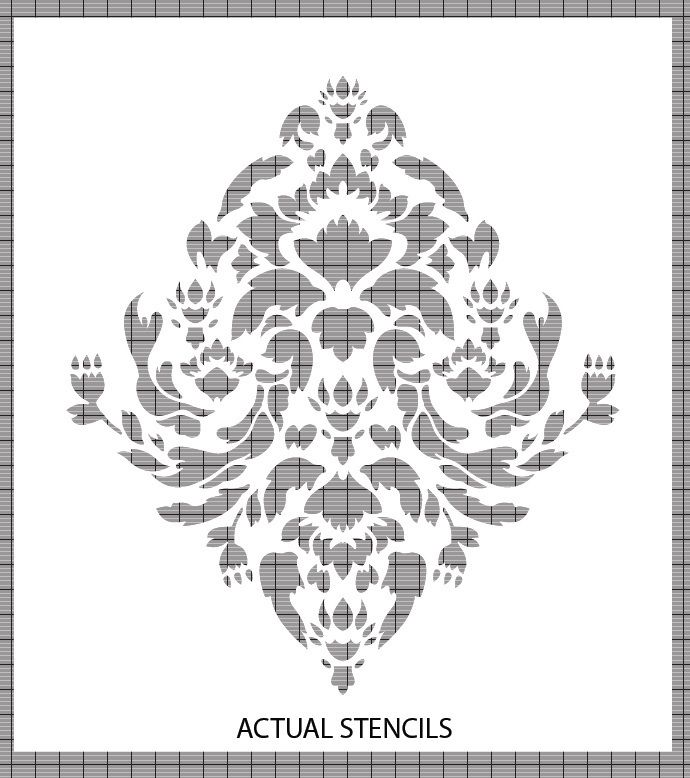   Stencil for Wall, Cake and Curtains, Large Wall Damask #1045  