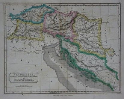 1836 Carey Lea Roman Map BAVARIA AUSTRIA HUNGARY SERBIA  