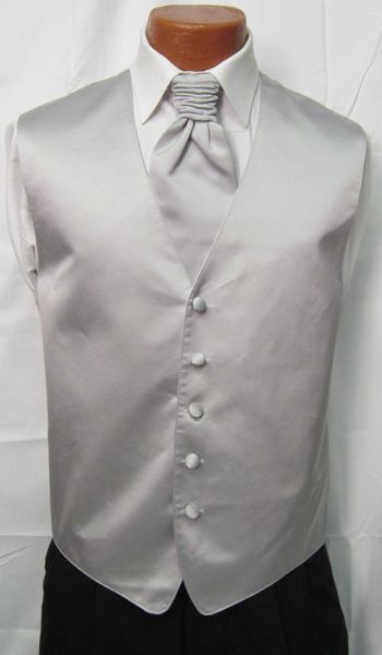 Mens Light Silver Brandon Michael Fullback Tuxedo Vest & Matching Shar 