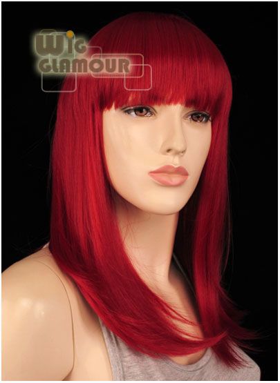 Cosplay Medium Wavy Dark Red Hair Wig LAA47  