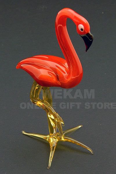 Glass Blown Art Figurine animal FLAMINGO Murano Style #4775  