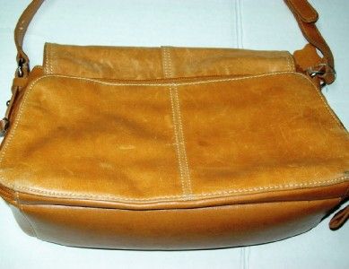 AURIELLE TAN Leather w/ Outer ORGANIZER Section ~SHOULDERBAG HANDBAG 