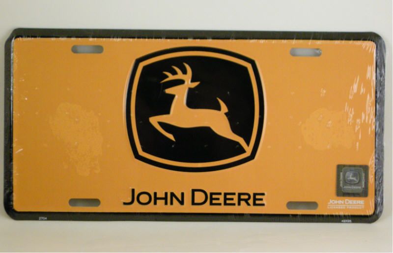 JOHN DEER TRACTOR LICENSE PLATE TAG YELLOW BLACK  