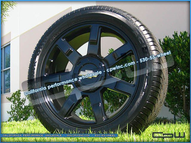 24 INCH BLACK WHEELS RIMS PACKAGE NEW FOR CHEVROLET TAHOE SILVERADO 