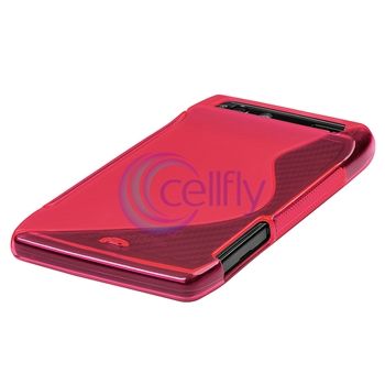 Hot Pink Rubber TPU Case Skin+2x Privacy Filter For Motorola Droid HD 