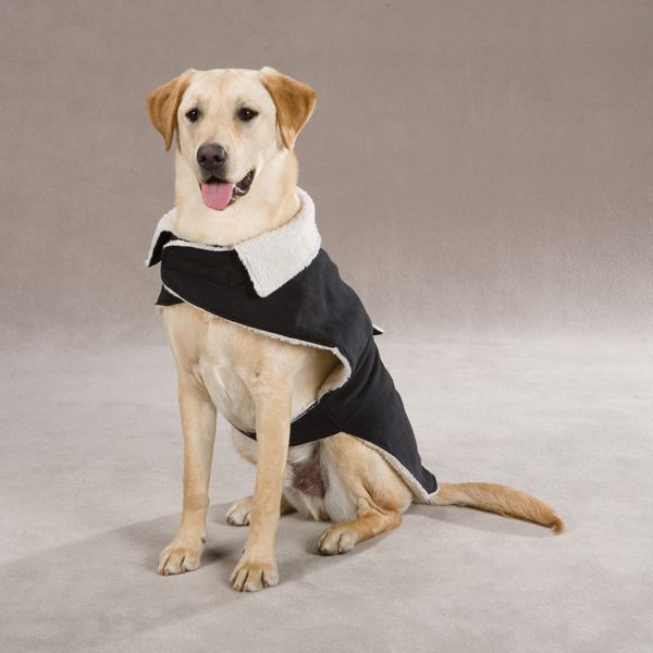 Faux Suede Blanket Style Classic Sherpa Dog Jacket Coat  