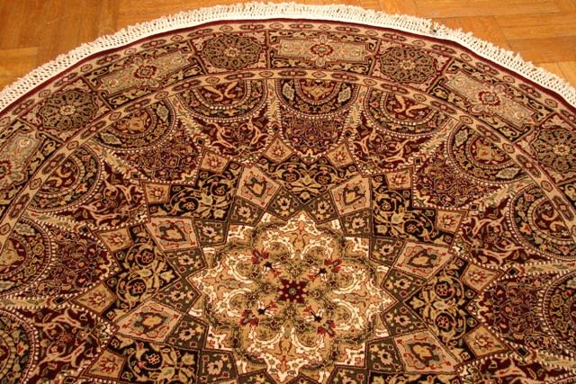 DETAILED SILK&WOOL 6 ROUND SINO ESFAHAN DOME DZ RUG  