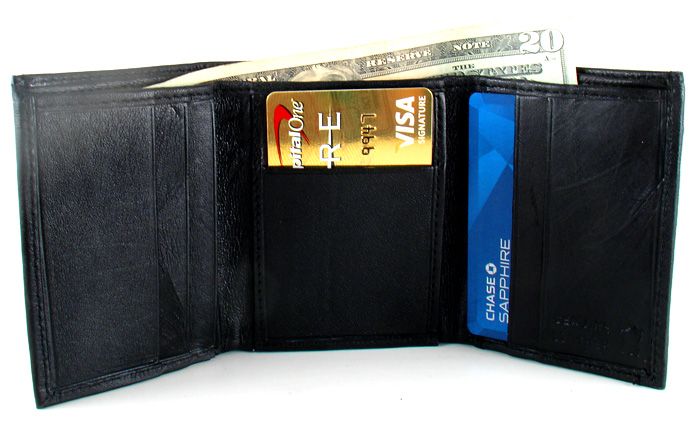   LEATHER TRI FOLD TRI FOLD FRONT ID WINDOW WALLET Style NoS790  