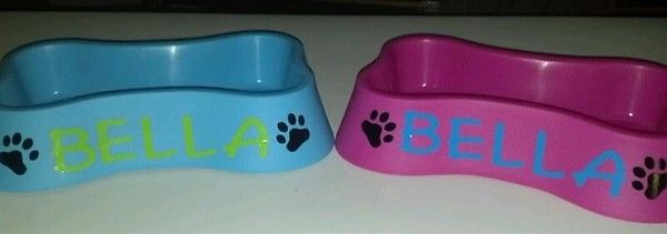 PERSONALIZED dog bone shaped DOG BOWL  