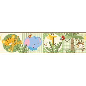   RAINFOREST ANIMALS Wall Border Wallpaper Baby Jungle Room Decor BR2