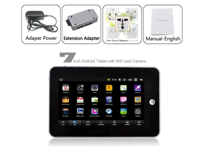 Inch Android 2.2 Tablet with WiFi and Camera   White (Christmas 